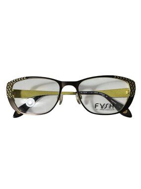 Fysh Urban Eyewear Glasses Frame Only 3501 620 52-19-145 Unisex Chartreuse Brown